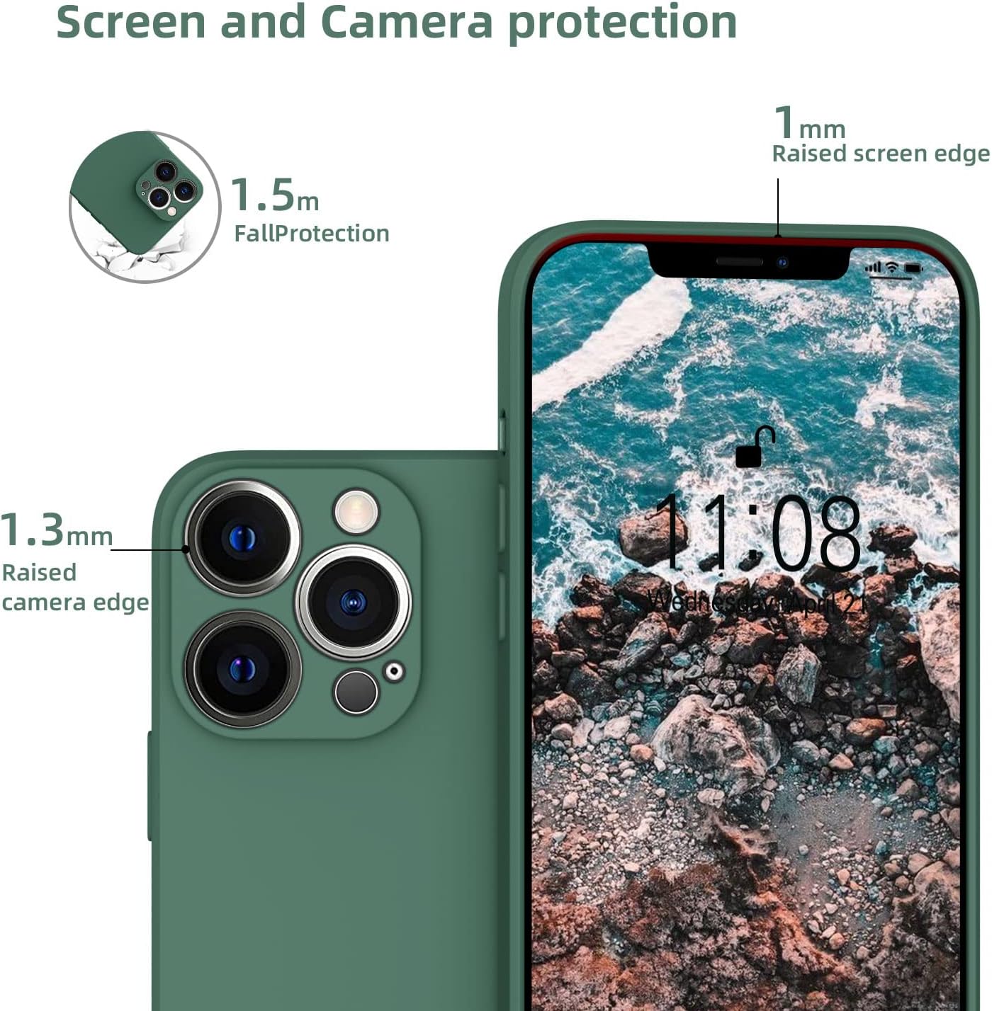 iPhone 13 Pro (6,1") zadné silikónové púzdro zelené