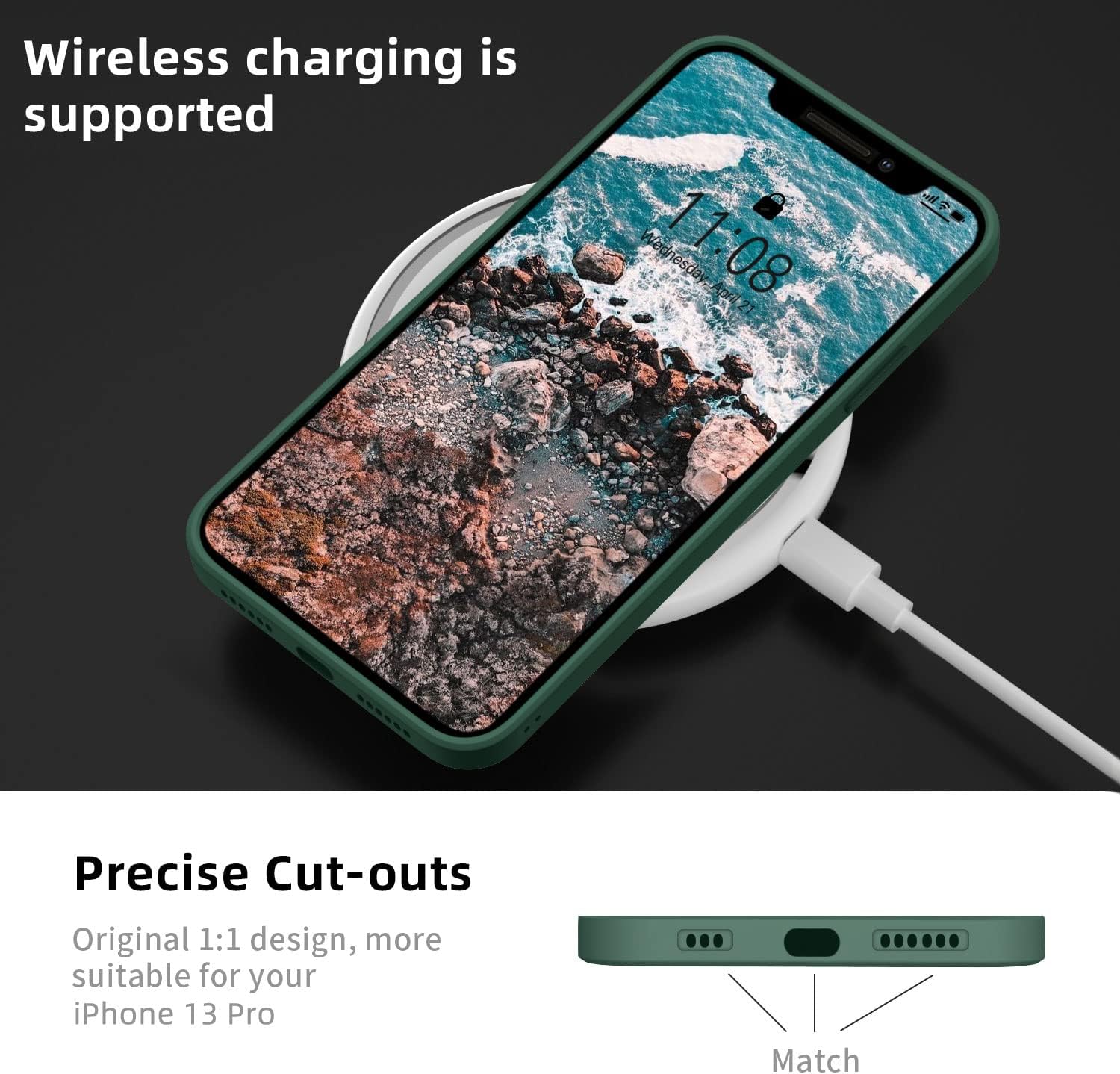 iPhone 13 Pro (6,1") zadné silikónové púzdro zelené