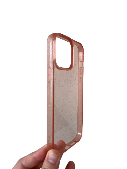 iPhone 13 Pro Max priehľadné zadné púzdro trblietavé ružové
