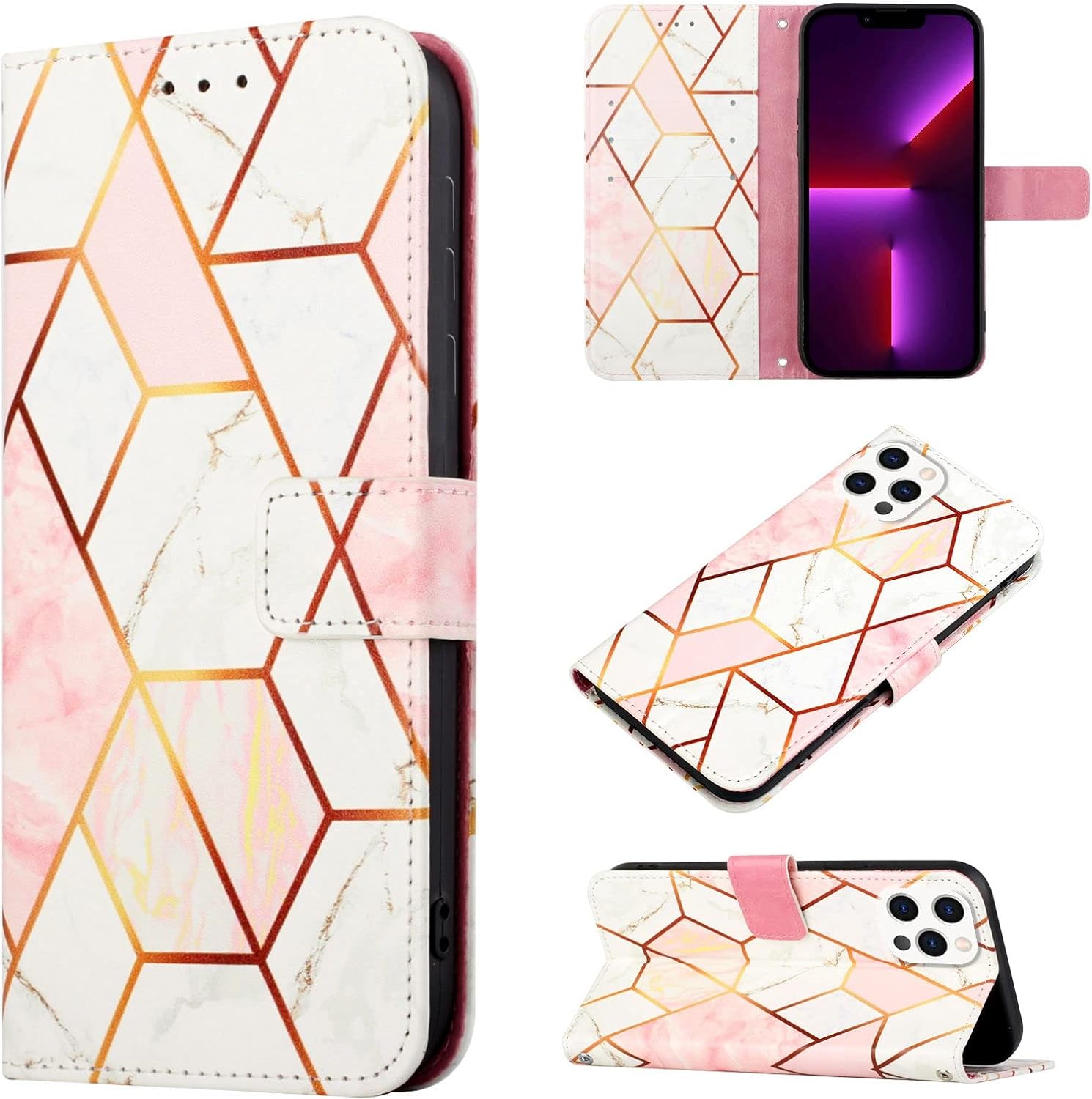 iPhone 13 Pro Max púzdro book ANSHOW Hexa bledé