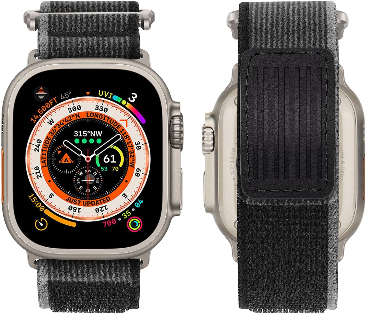 Apple Watch 49mm / 46mm / 45mm / 44mm / 42mm remienok nylonový čierno šedý M/L