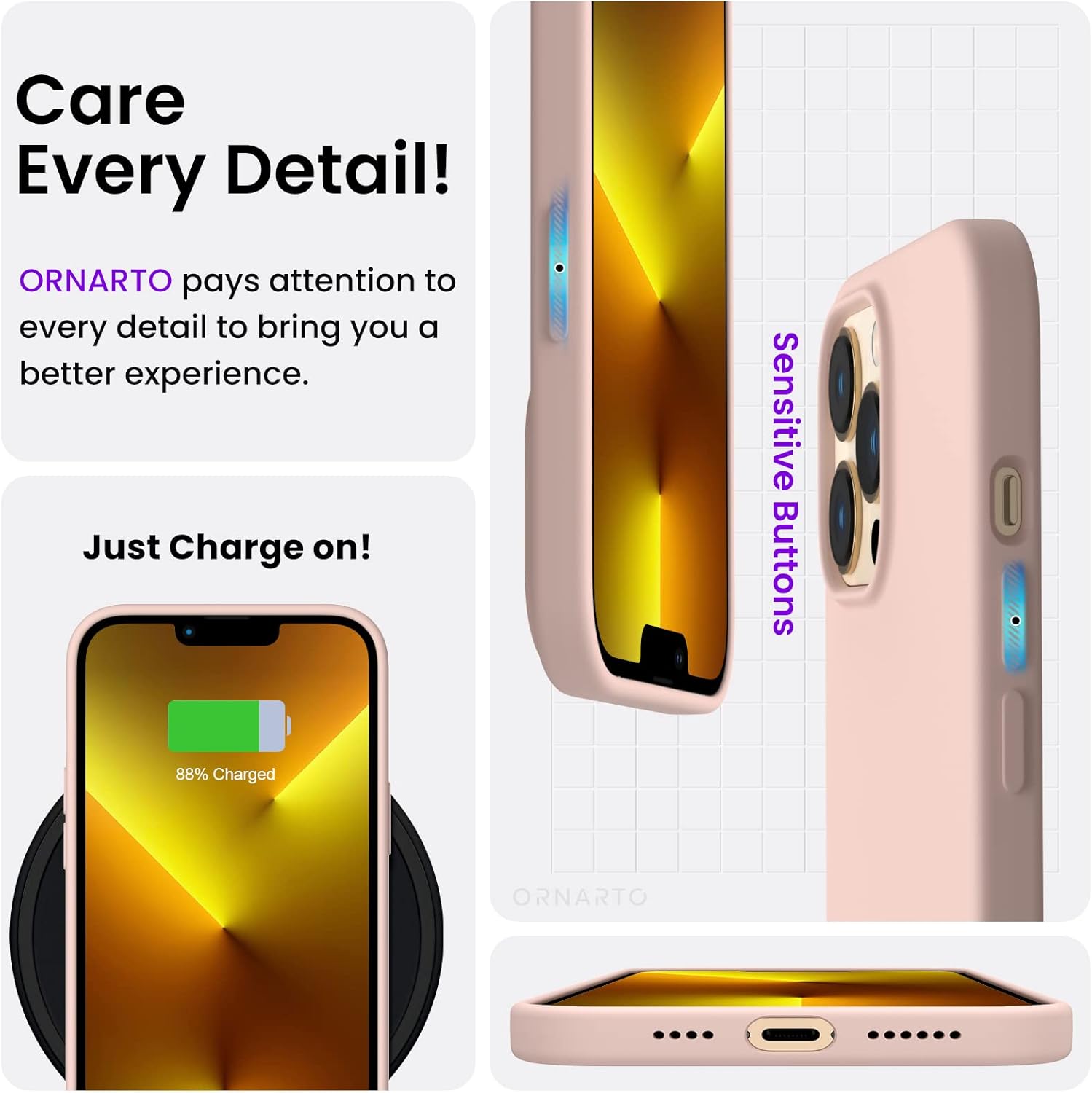 iPhone 13 Pro Max zadné púzdro Ornarto Soft ružové