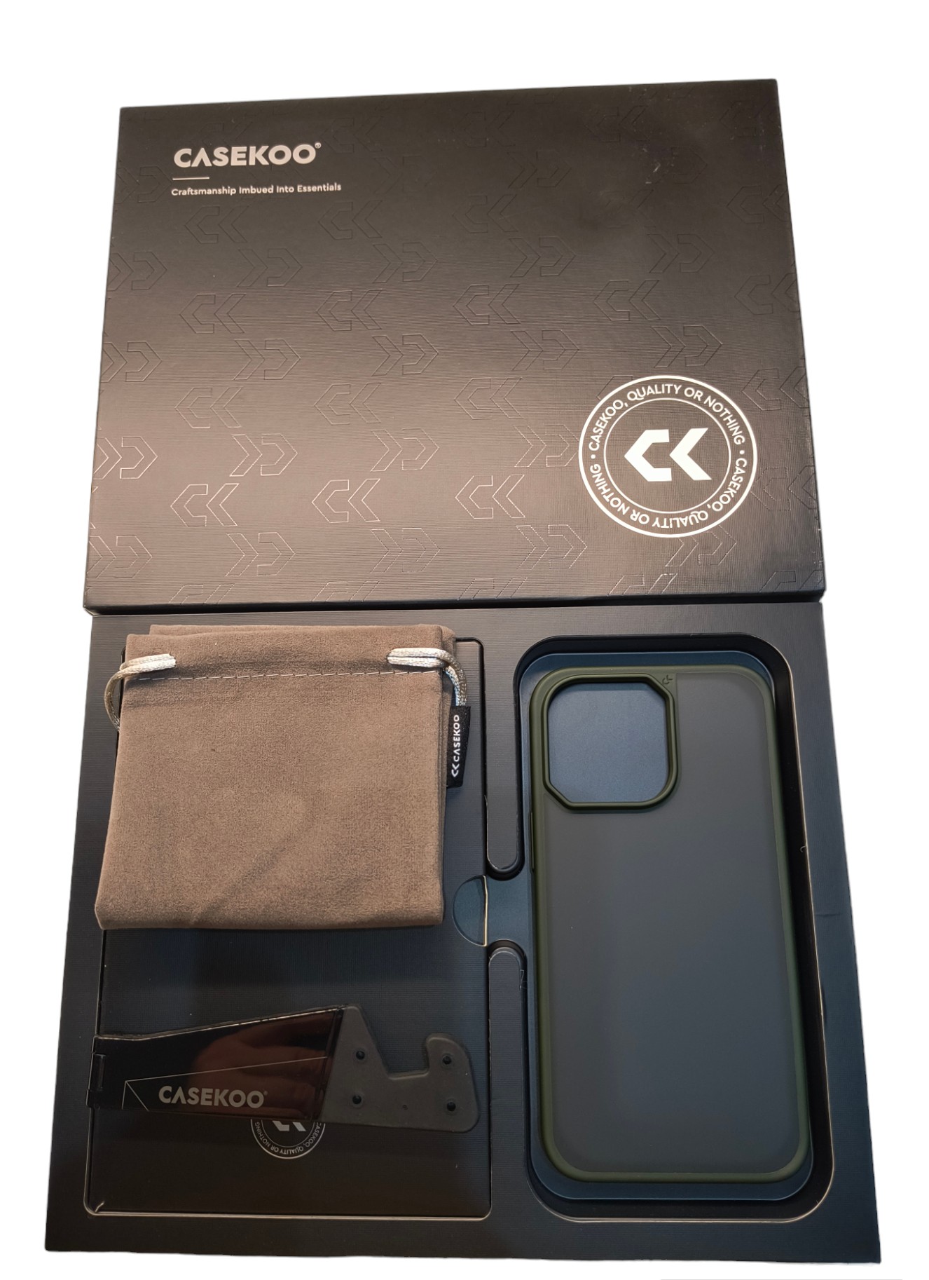 iPhone 13 Pro set príslušenstva CASEKOO tmavo-zelené