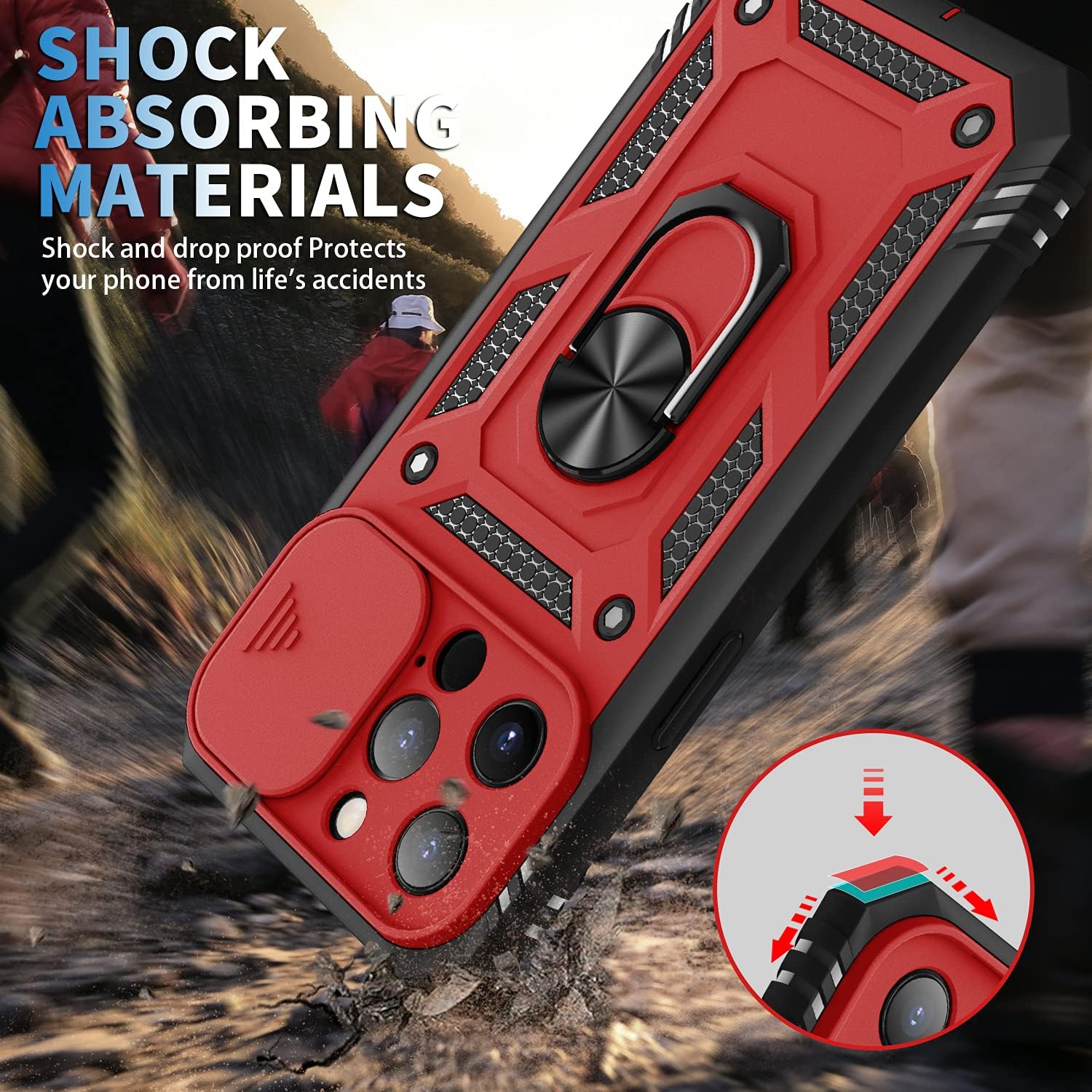 iPhone 13 Pro zadné púzdro Slide Armor červeno čierne
