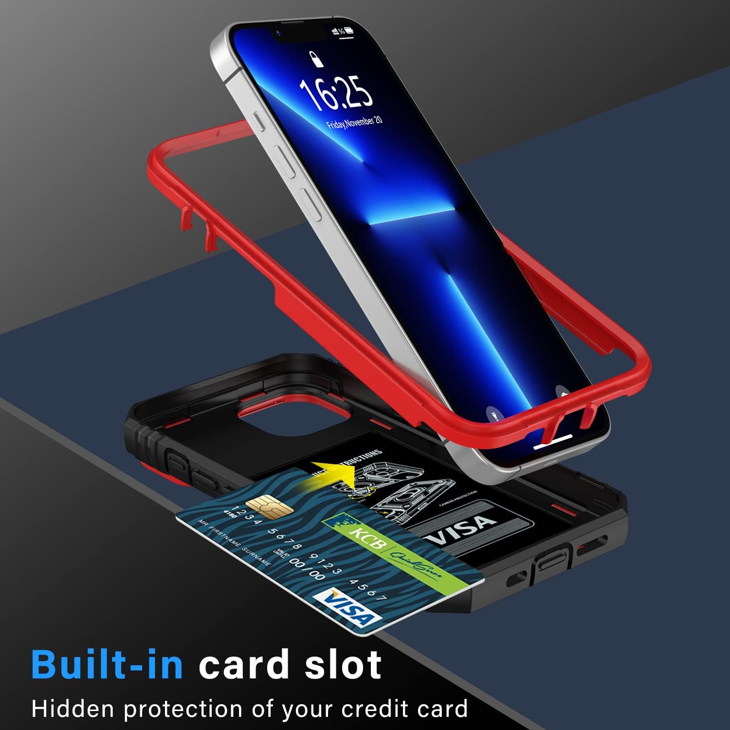 iPhone 13 Pro zadné púzdro Slide Armor červeno čierne