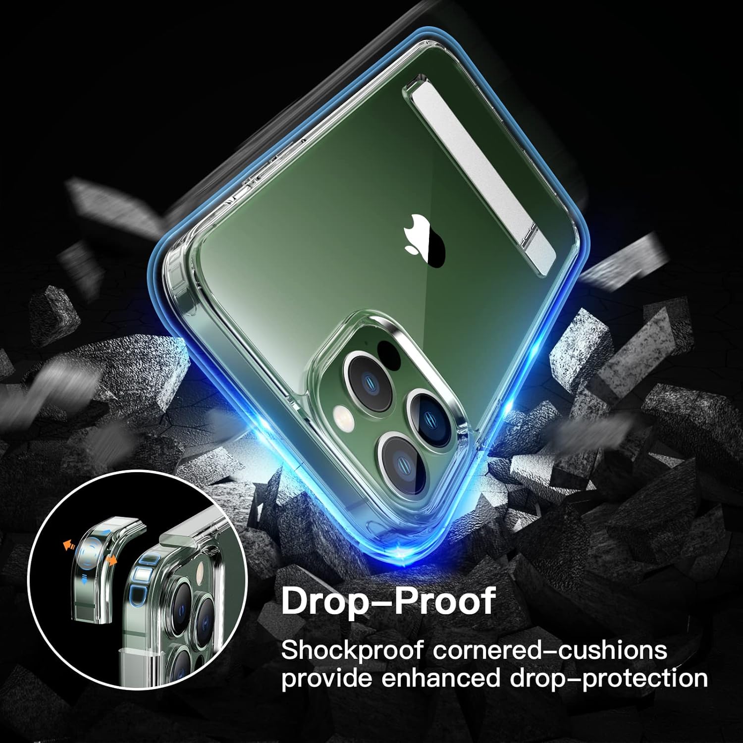 iPhone 13 Pro zadné púzdro so stojanom priehľadné