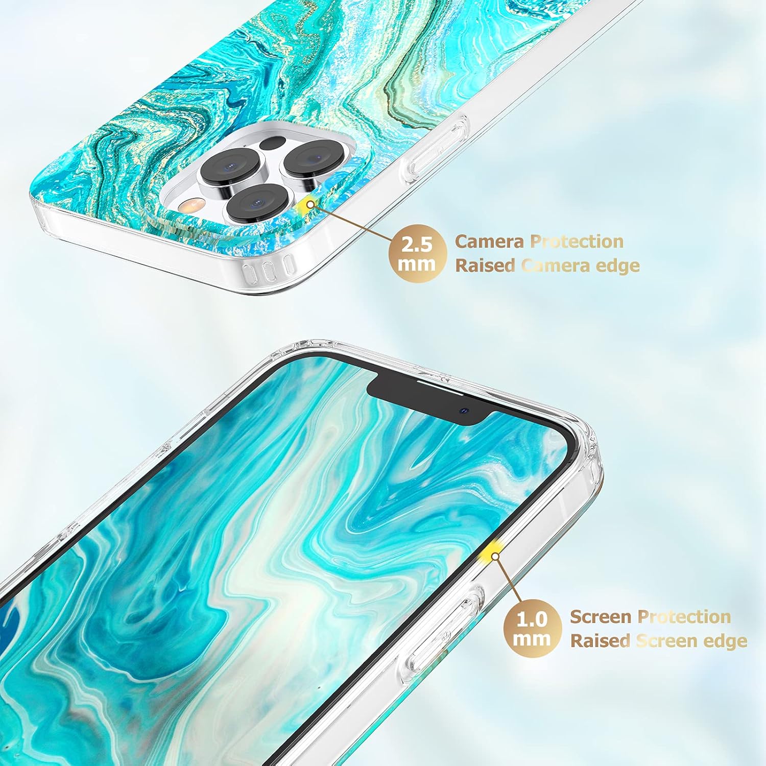 iPhone 13 Pro zadné púzdro vzor mramor modré