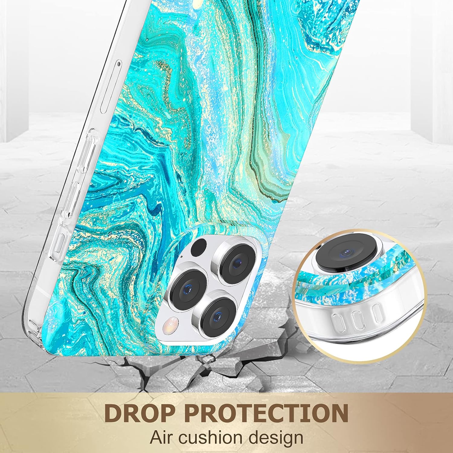 iPhone 13 Pro zadné púzdro vzor mramor modré