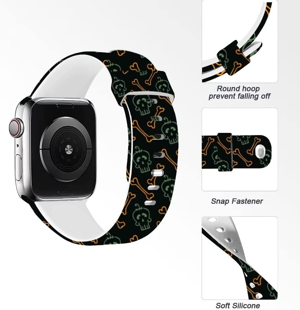 Apple Watch 49mm / 46mm / 45mm / 44mm / 42mm silikónový remienok lebky kosti