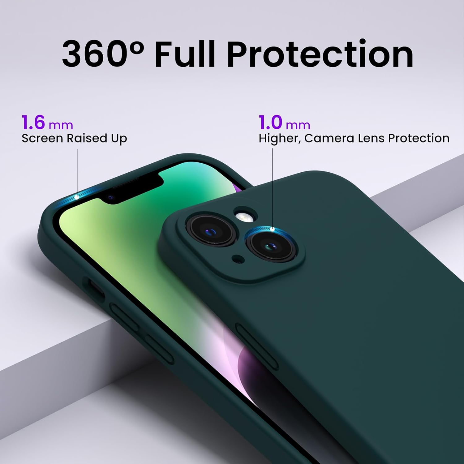 iPhone 14 Plus zadné púzdro Ornarto tmavo-zelené a 2ks ochranné sklo