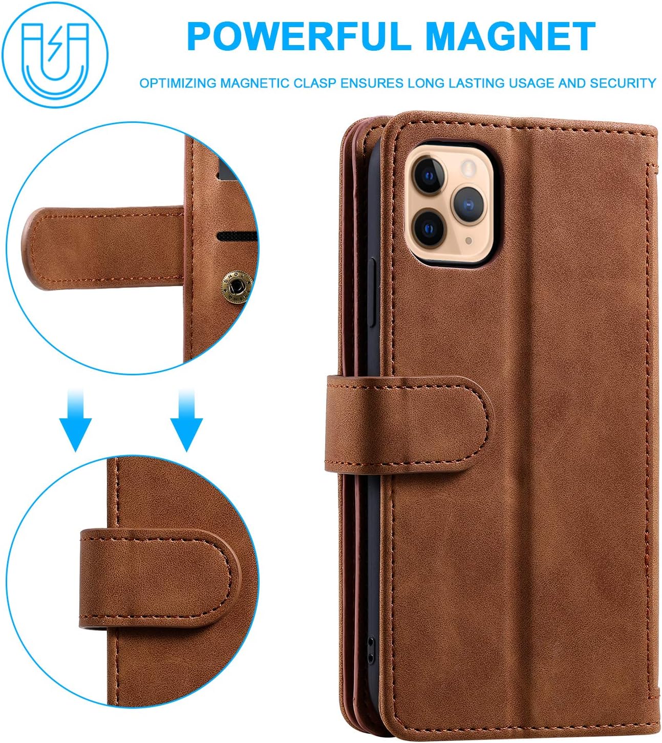 iPhone 14 Pro Max kožené púzdro peňaženka hnedé