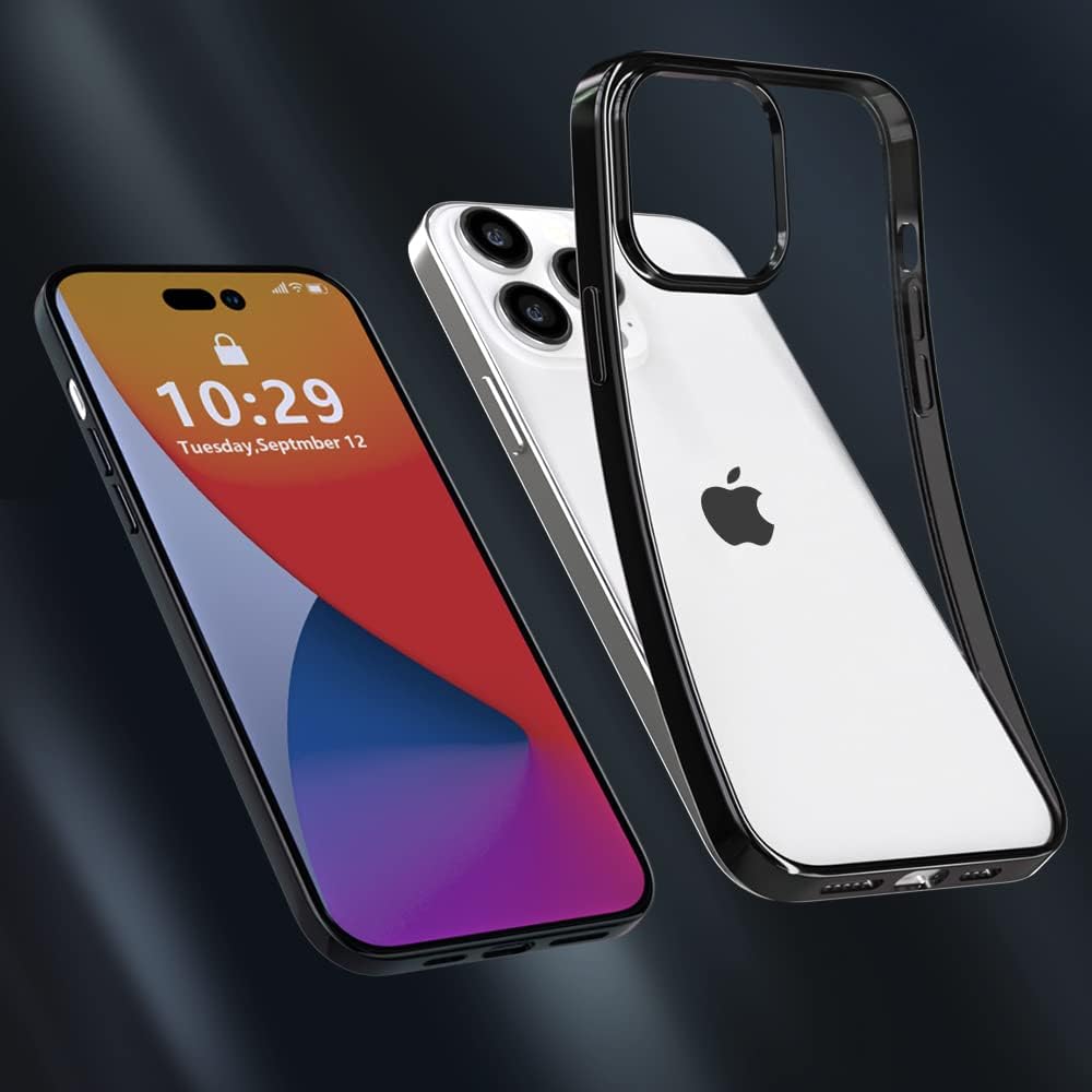 iPhone 14 Pro Max zadné púzdro priehľadné s čierným lemom