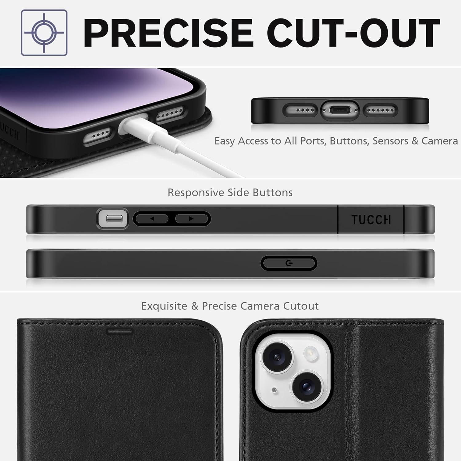 iPhone 14 Pro púzdro book TUCCH blokovanie RFID čierne