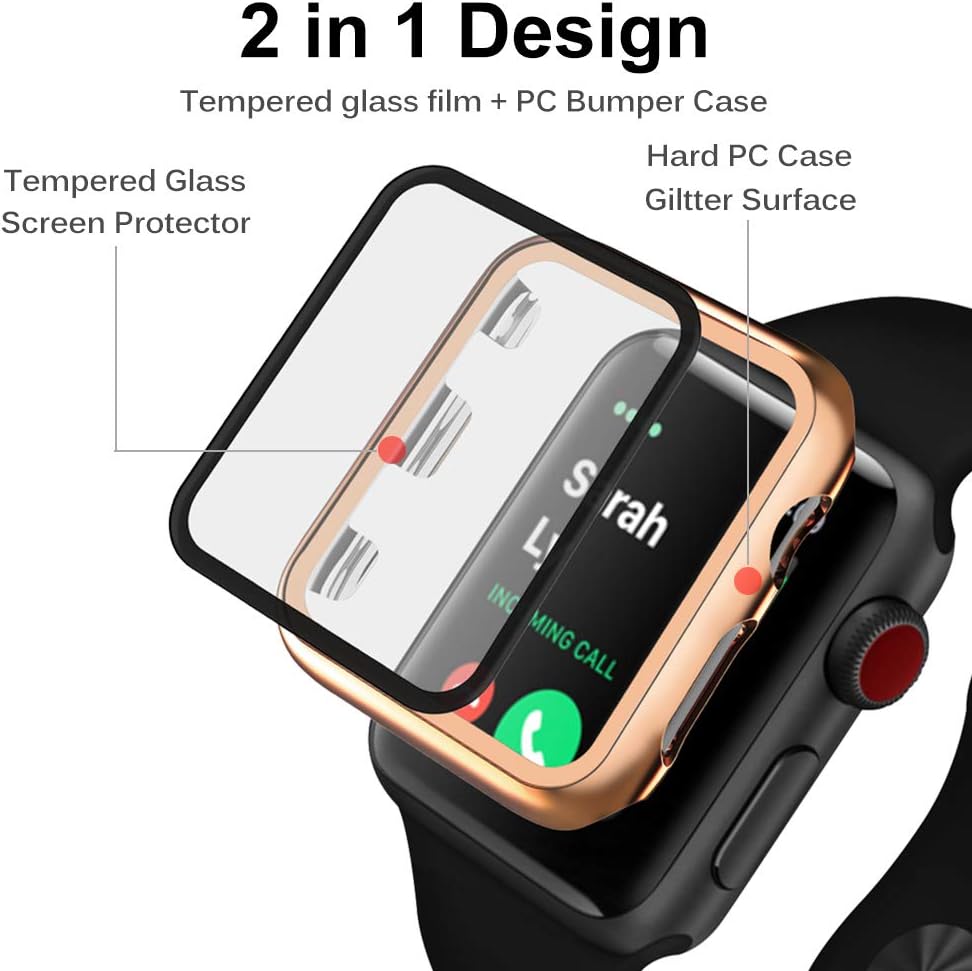 Apple Watch 6 / 5 / 4 / SE 44mm ochranná krytka so sklom ružovo-zlatá