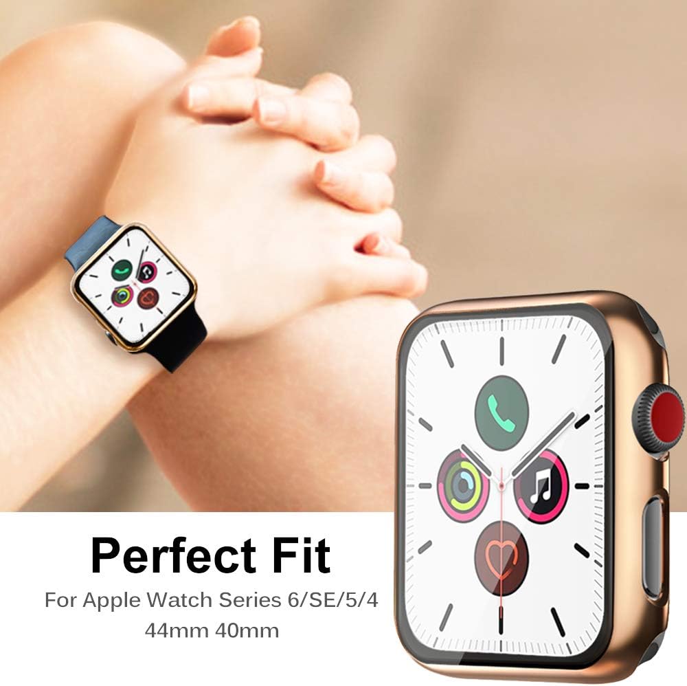 Apple Watch 6 / 5 / 4 / SE 44mm ochranná krytka so sklom ružovo-zlatá