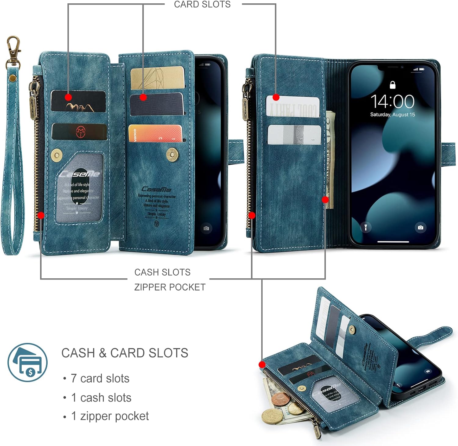 iPhone 14 Pro púzdro peňaženka modré