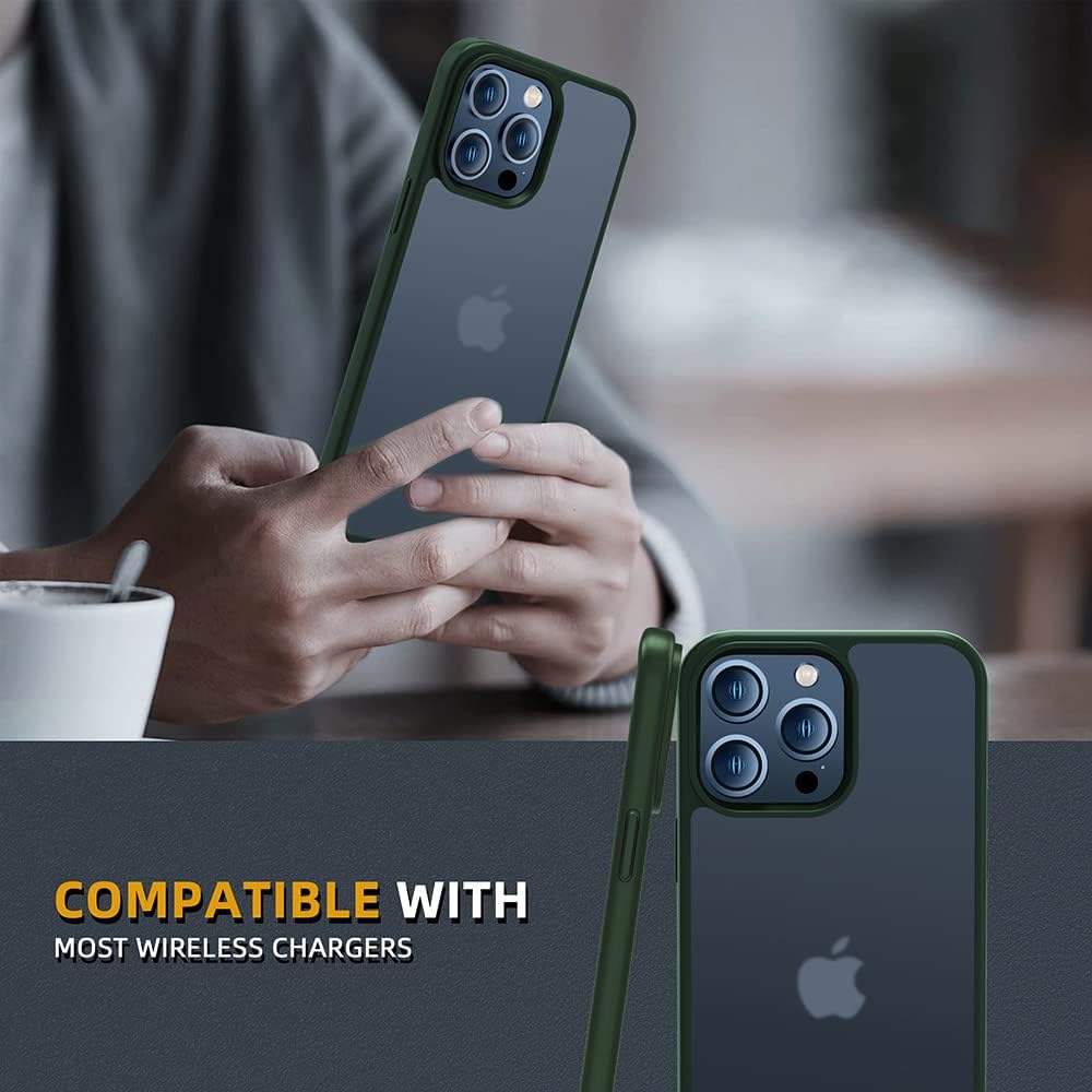 iPhone 14 Pro zadné púzdro polopriehľadné matné so zeleným lemom