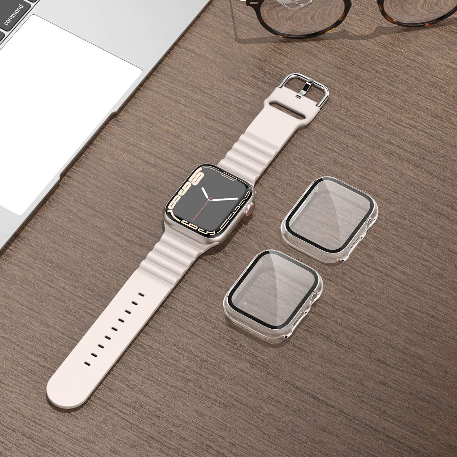 Apple Watch 7/8/9 41mm púzdro so sklom transparentné 2ks v balení