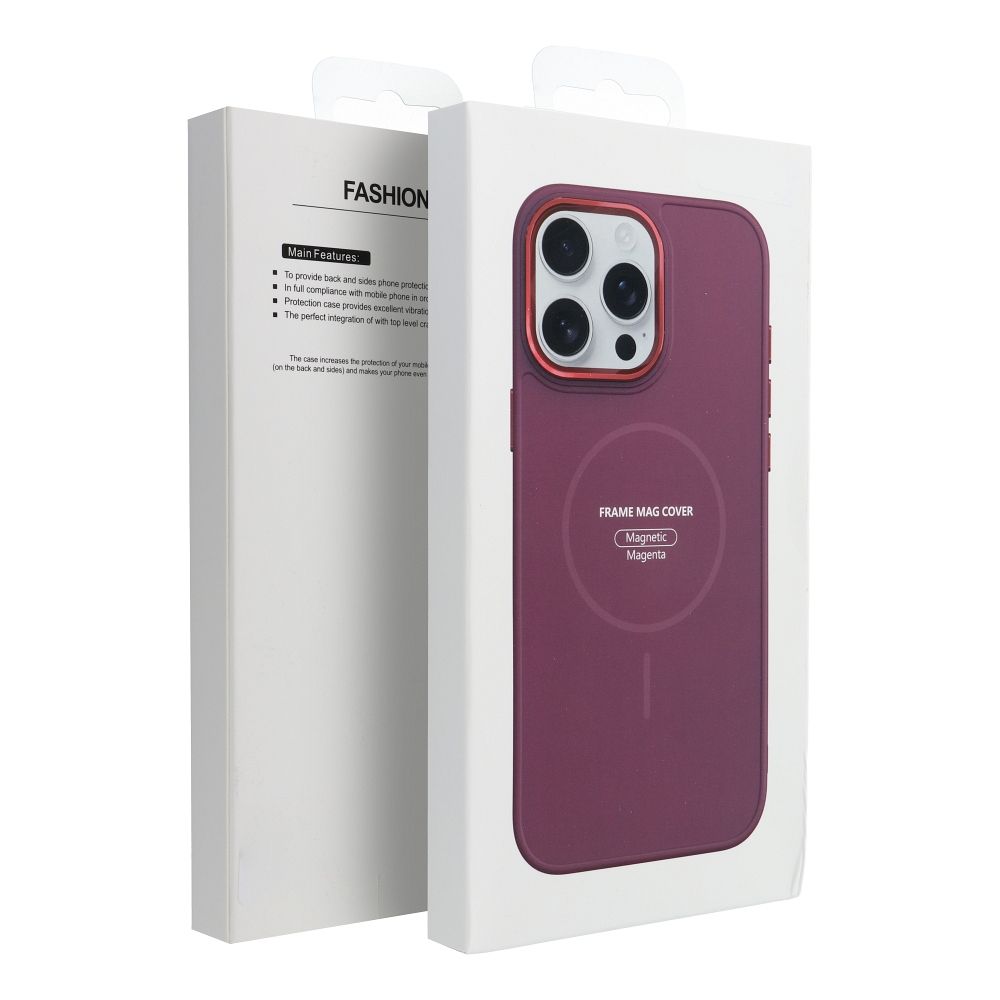 iPhone 15 zadné púzdro Frame MagSafe Magenta