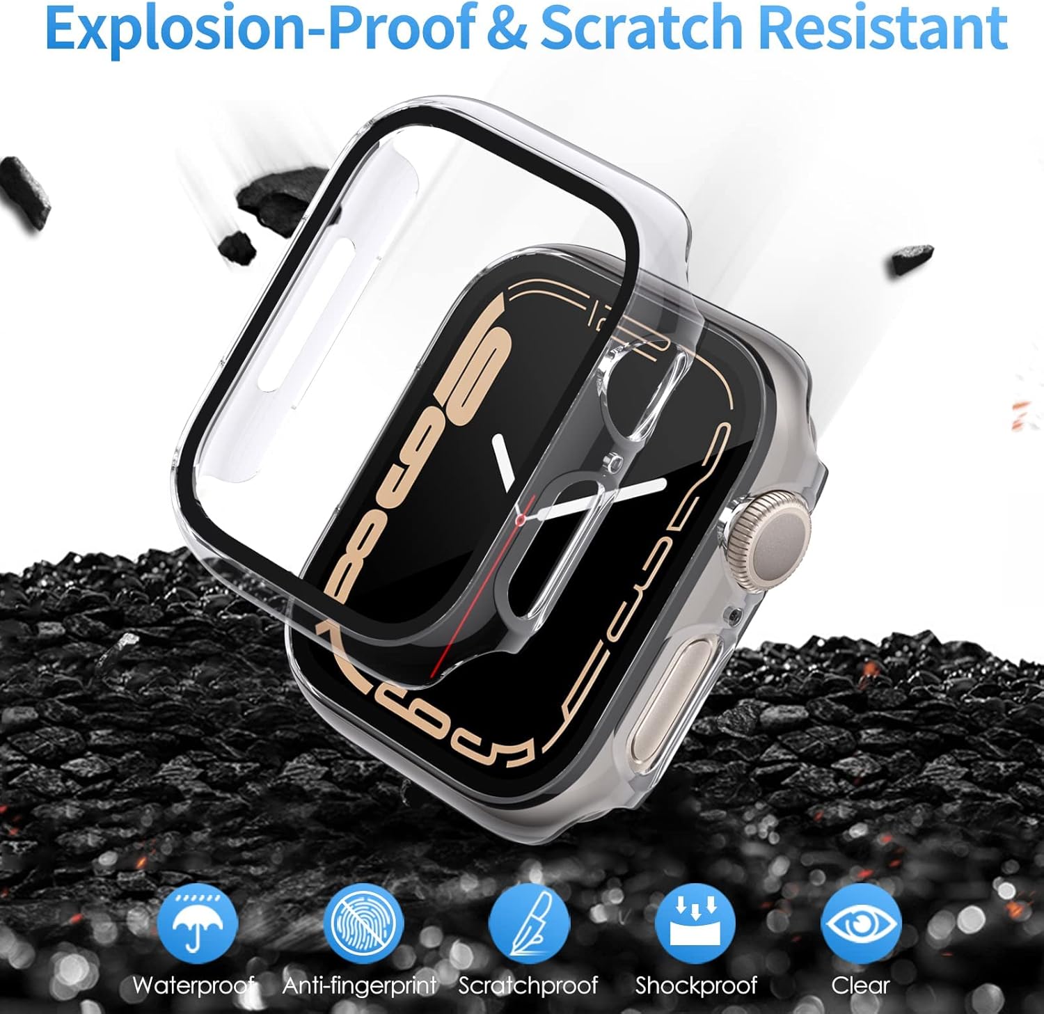 Apple Watch 7/8/9 41mm púzdro so sklom transparentné 4ks v balení