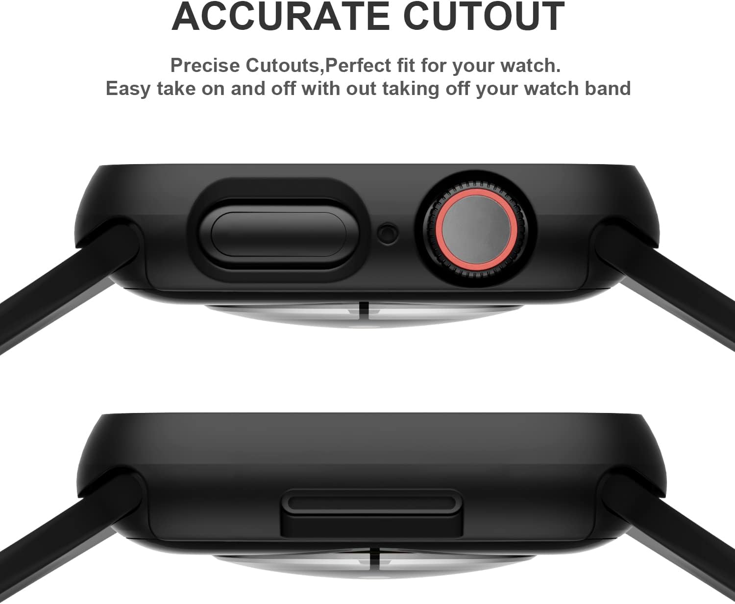 Apple Watch 7/8/9 45mm púzdro so sklom - čierne a priehľadné 2ks v balení