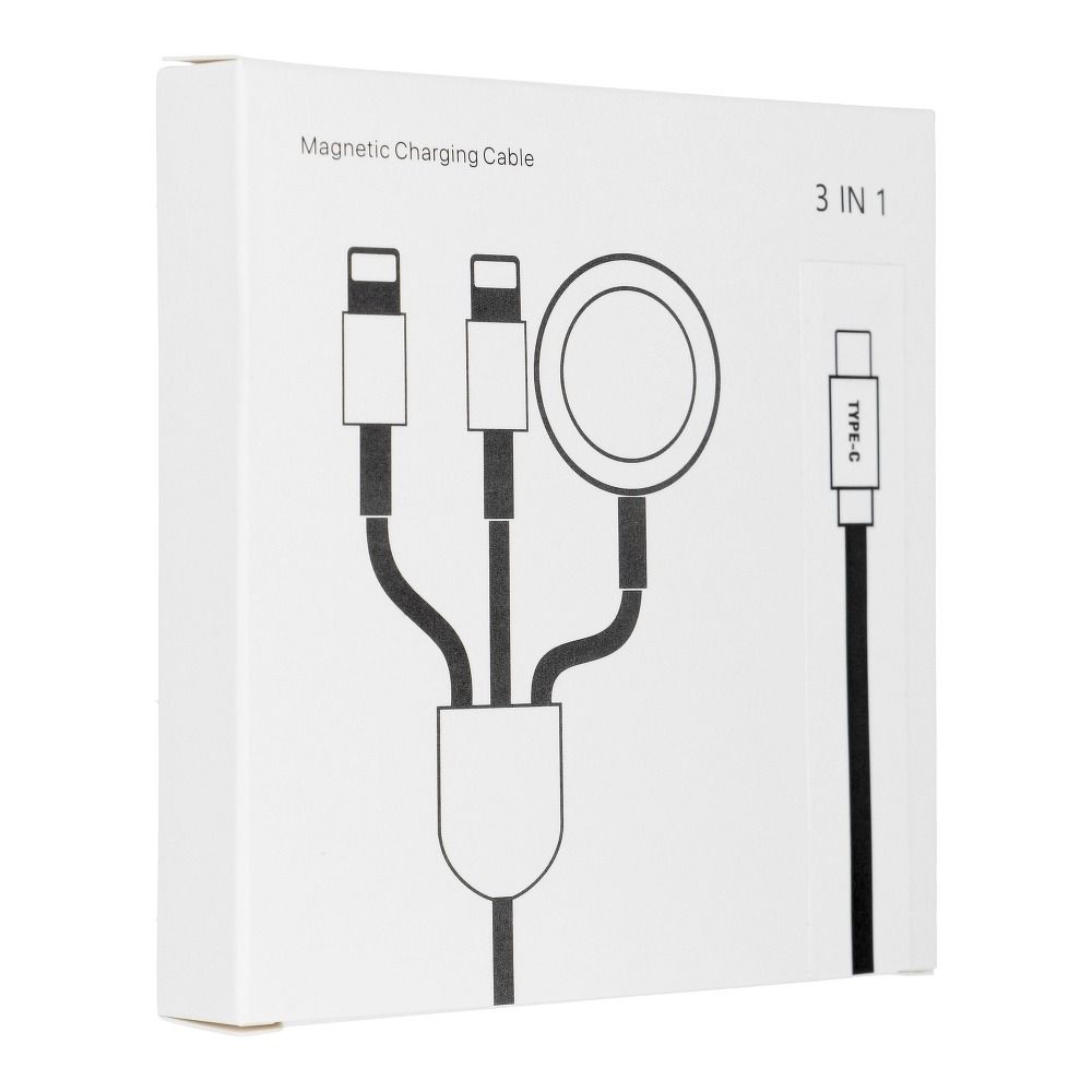 3v1 Typ C Kábel 2 x Lightning / Apple Watch 3W 2A C3168 1.2m Biela