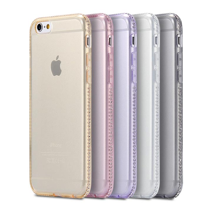 iPhone 6 / 6S silikónové púzdro s kryštálmi čierne