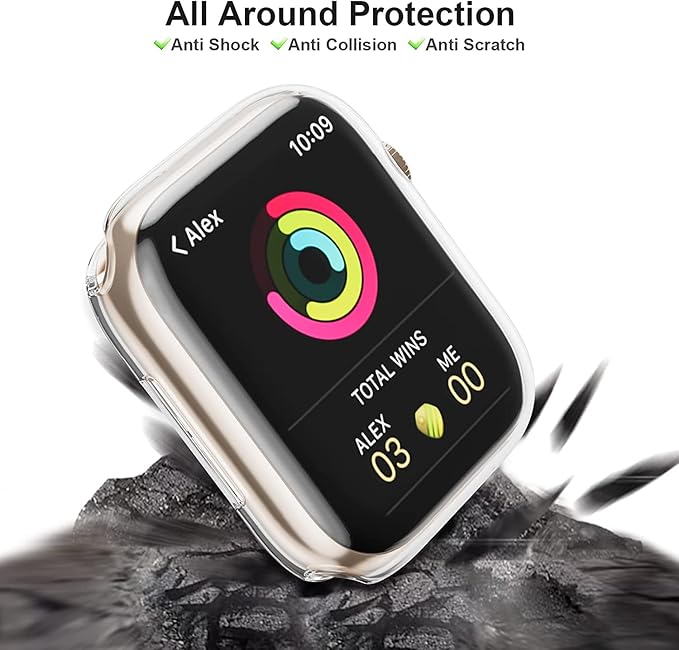 Apple Watch 7/8/9 45mm púzdro so sklom - ružové a priehľadné 2ks v balení