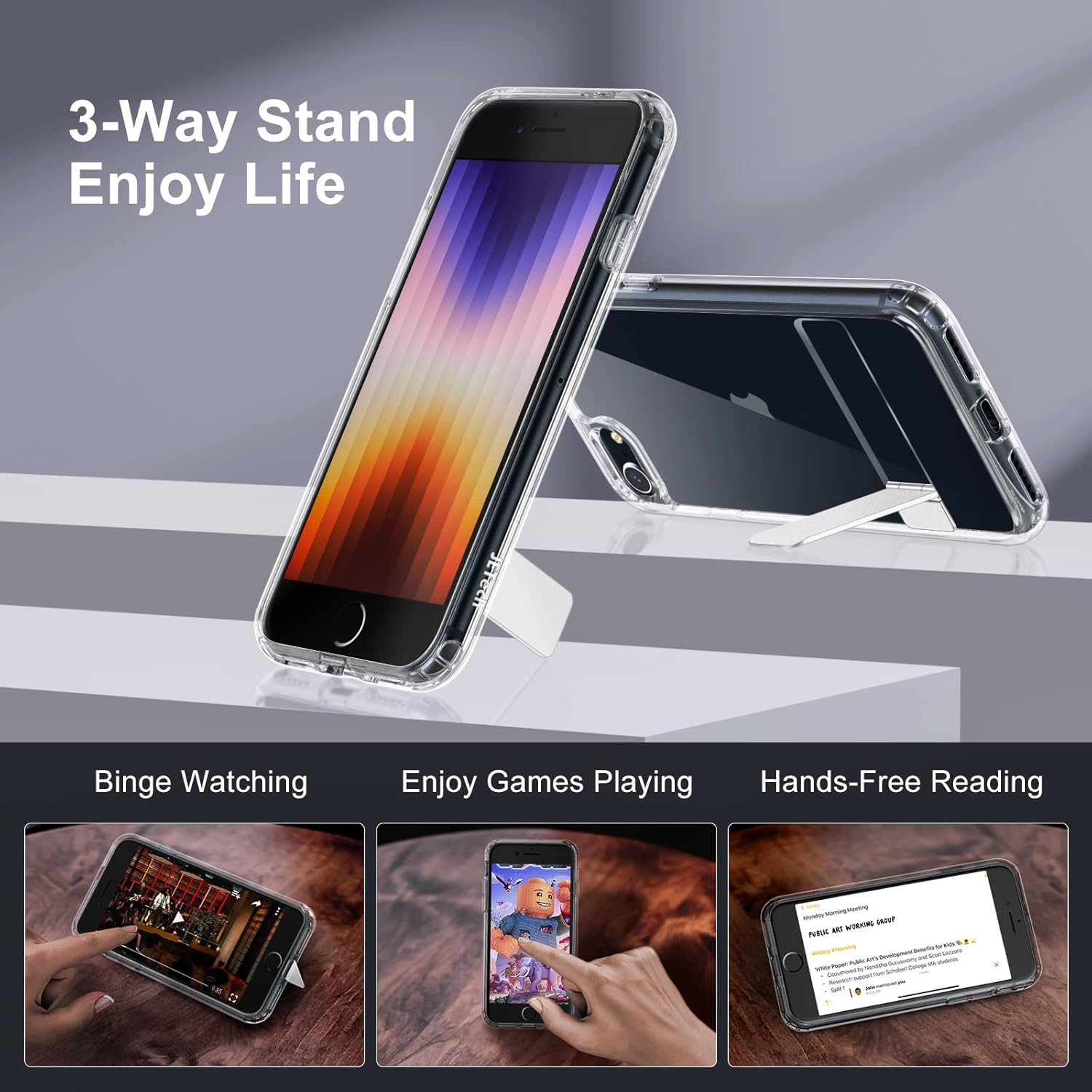 iPhone 7 / 8 / SE 2020 / SE 2022 zadné púzdro so stojanom priehľadné