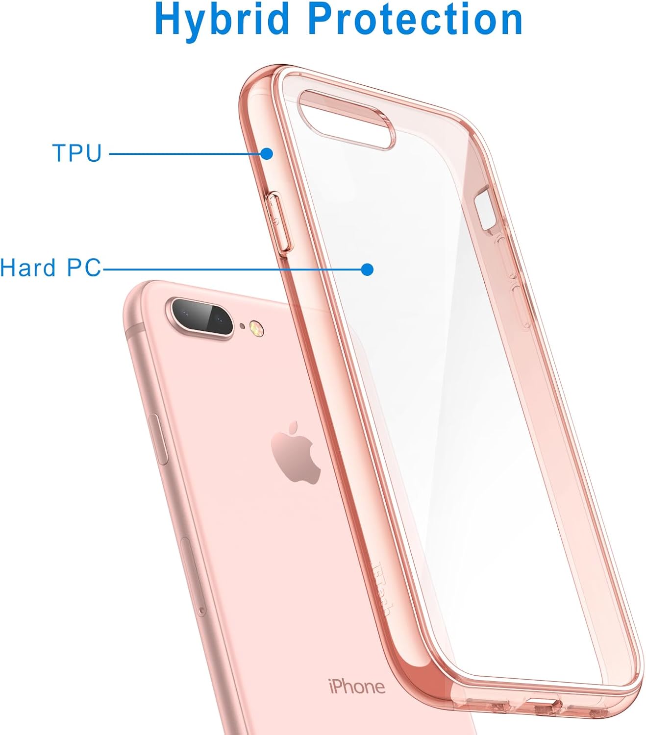 iPhone 7 Plus / 8 Plus zadné púzdro priehľadné s ružovým lemom
