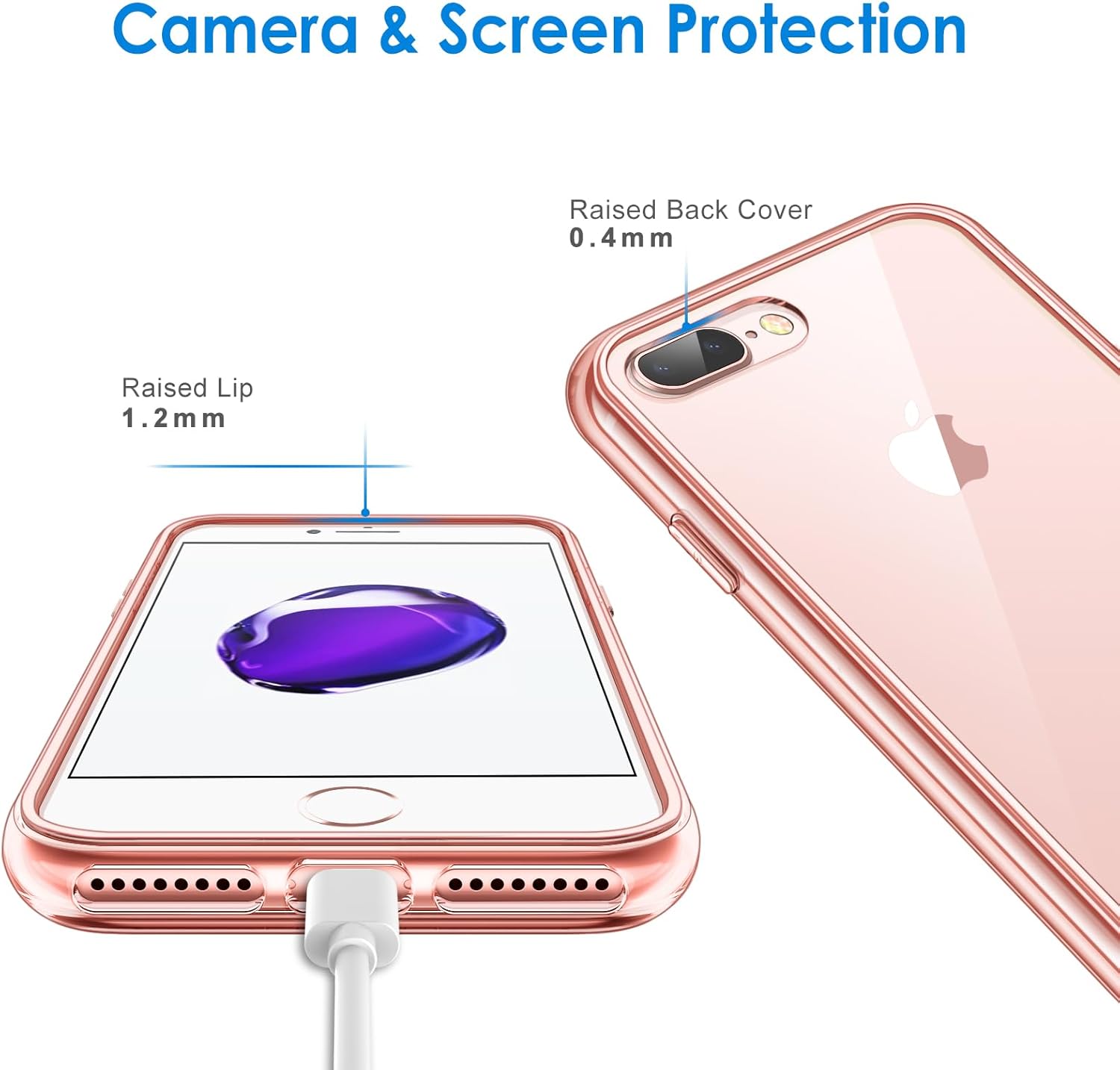 iPhone 7 Plus / 8 Plus zadné púzdro priehľadné s ružovým lemom