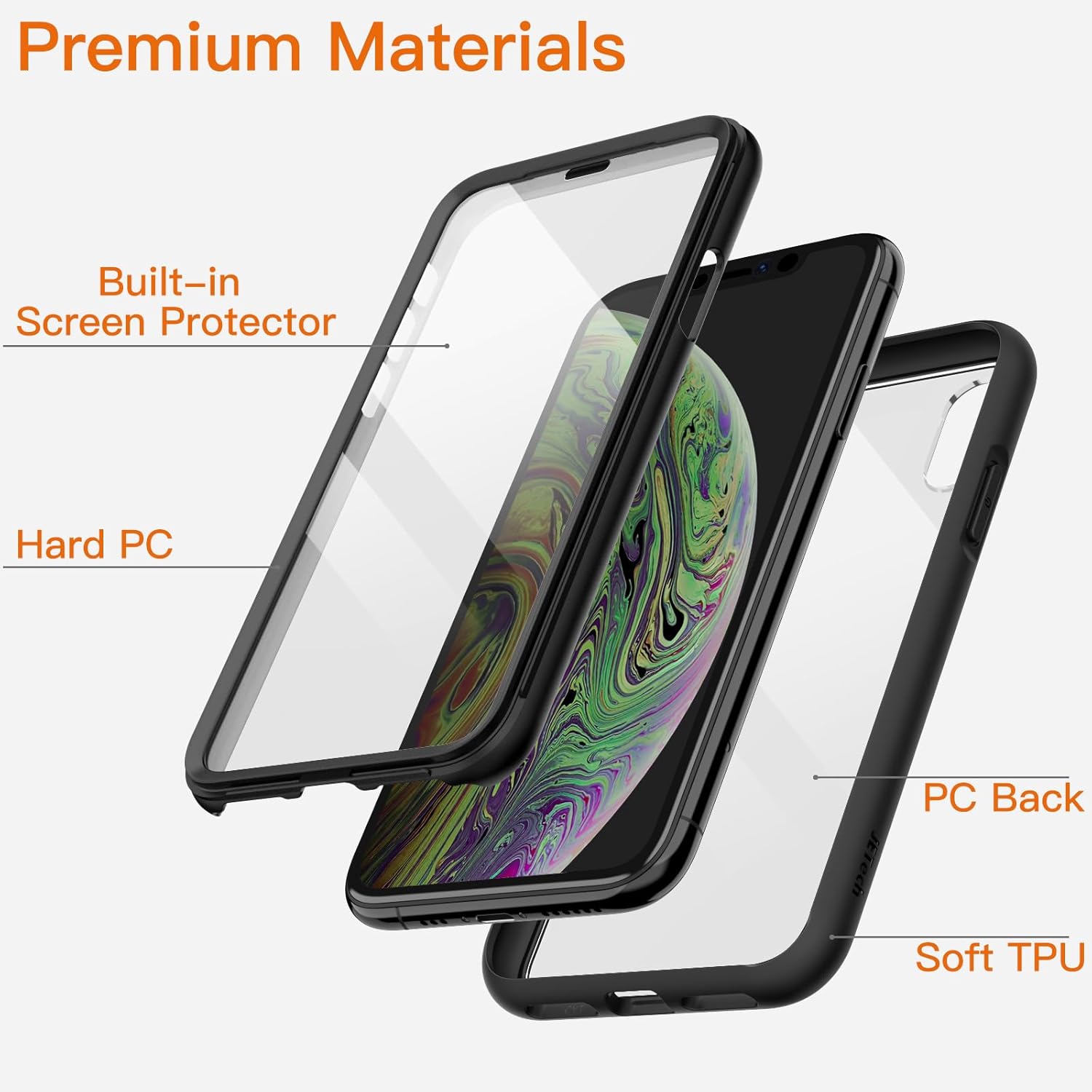 iPhone X / XS celotelové 360° púzdro čierne