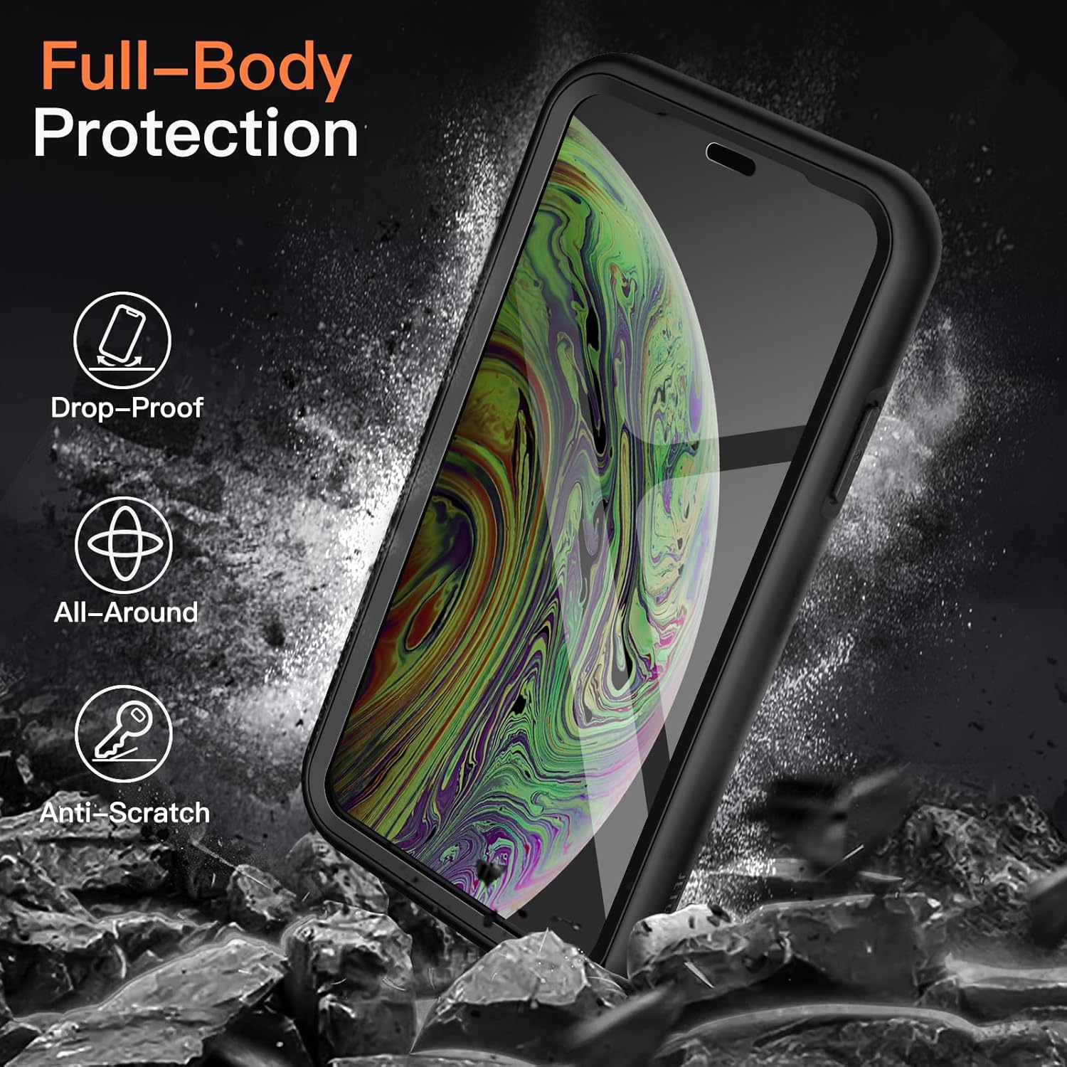 iPhone X / XS celotelové 360° púzdro čierne