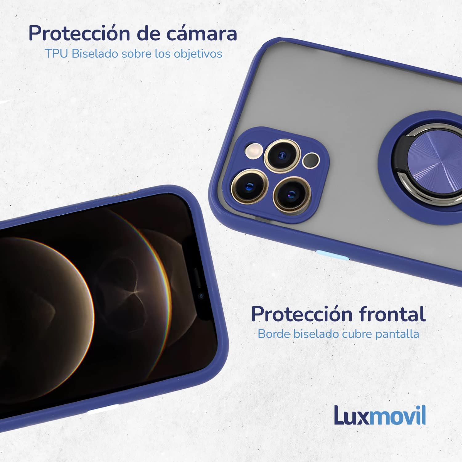 iPhone X / XS zadné púzdro s prsteňom modré