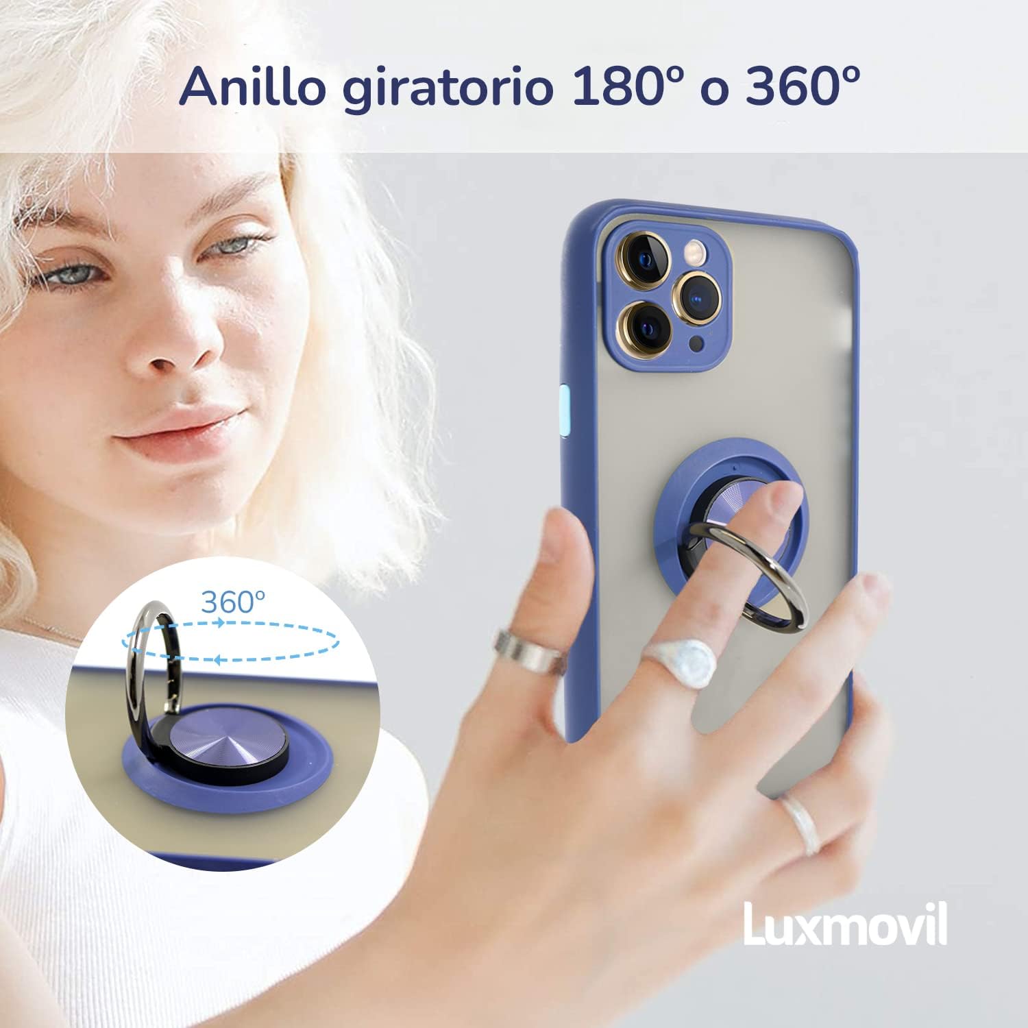 iPhone X / XS zadné púzdro s prsteňom modré