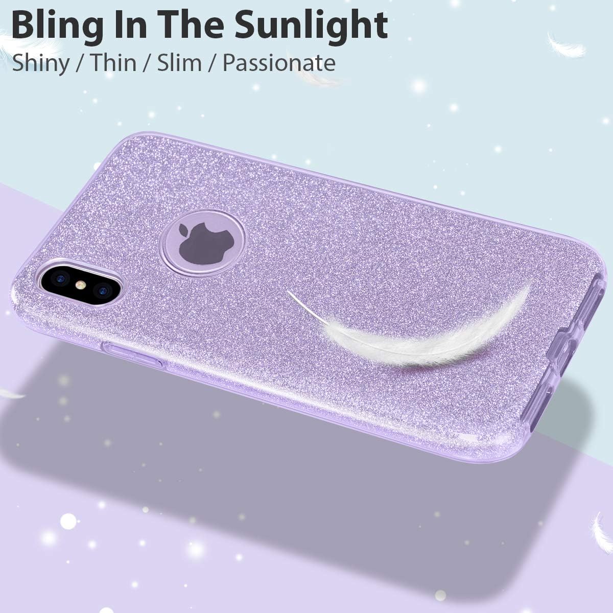 iPhone X / XS zadné trblietavé púzdro fialové