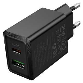 Sieťová nabíačka Hoco USB A + USB C QC3.0 PD AFC 3A 30W N71 čierna