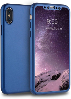 iPhone XR celotelové púzdro 360° plastové modré