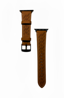 Kožený remienok pre Apple Watch 42 / 44 / 45 46 / 49 mm hnedý s bielou niťou