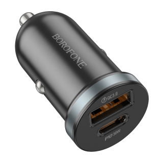 Borofone BZ22 nabíjačka do auta - USB + Typ C - QC 3.0 PD 30W čierna