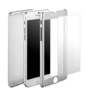 Celotelový 360° kryt a sklo iPhone 5 / 5S / SE strieborný