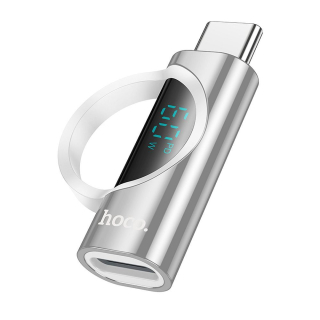 HOCO adaptér z Lightning na Type C s digitálnym displejom  3A 60W UA32A strieborná