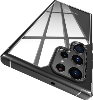 Samsung Galaxy S22 Ultra zadné púzdro priehľadné s čiernym lemom