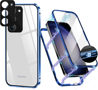 Samsung Galaxy S23 Plus magnetické púzdro 360° celotelové s kovovým rámom modré