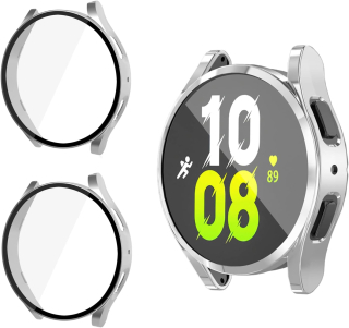 Samsung Galaxy Watch 5 / 4  40mm ochranná krytka so sklom strieborná 2ks v balení
