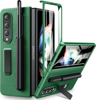 Samsung Galaxy Z Fold 4 elegantné púzdro s držiakom pre pero zelené