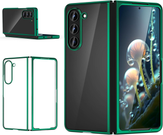Samsung Galaxy Z Fold 5 Priehľadné púzdro so zeleným lemom