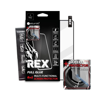 Sturdo REX ochranné sklo iPhone 15 Pro, čierne (5D FULL GLUE) + ochranné sklo kamery