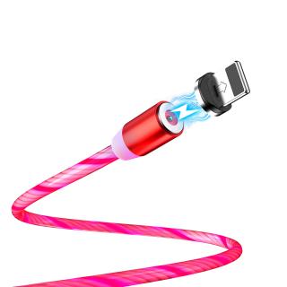 Svietiaci kábel Lightning ružový a magnetický dĺžka 1 meter