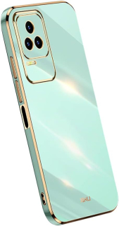 Xiaomi Poco F4 silikónové púzdro zelené so zlatým lemom